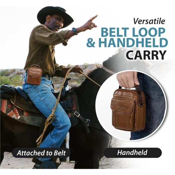 Genuine Leather Phone Pouch for Belt,Cell Phone Holster with Belt Loop,Crossbody - Picture 6 of 7